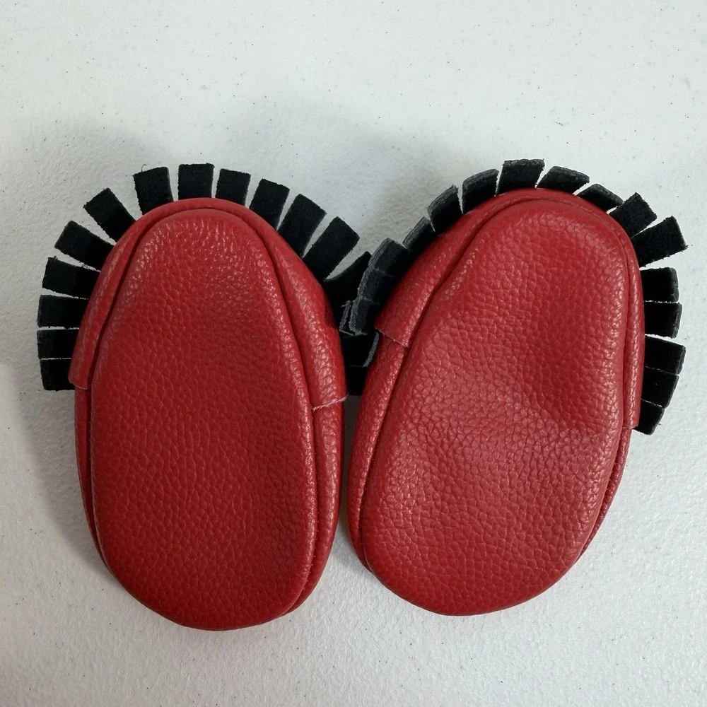 Mickey Like Moccasins Black with Yellow‎ & Red Baby Moccasins Leather Shoes